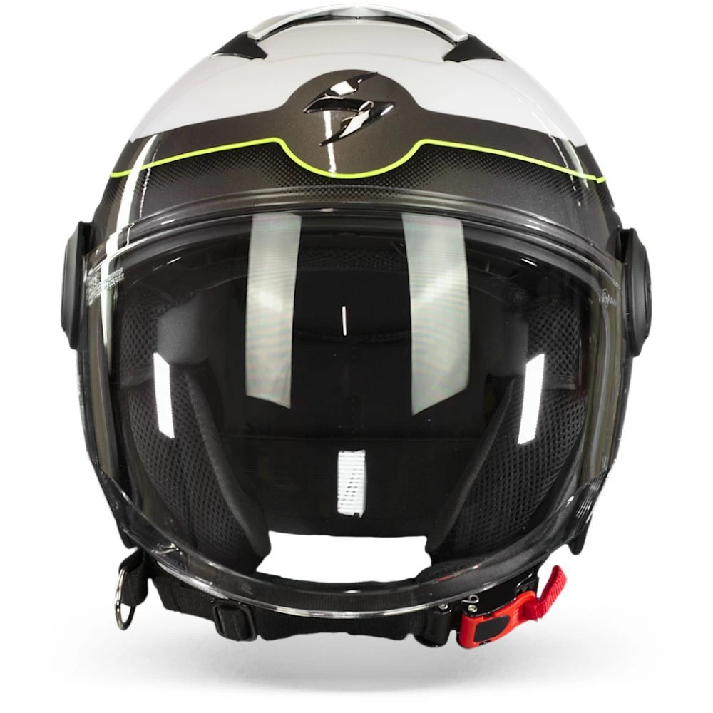 Scorpion EXO-City Roll Pearl Wit-Neon Geel Jethelm 3 Scorpion EXO-City Roll Pearl Wit-Neon Geel Jethelm