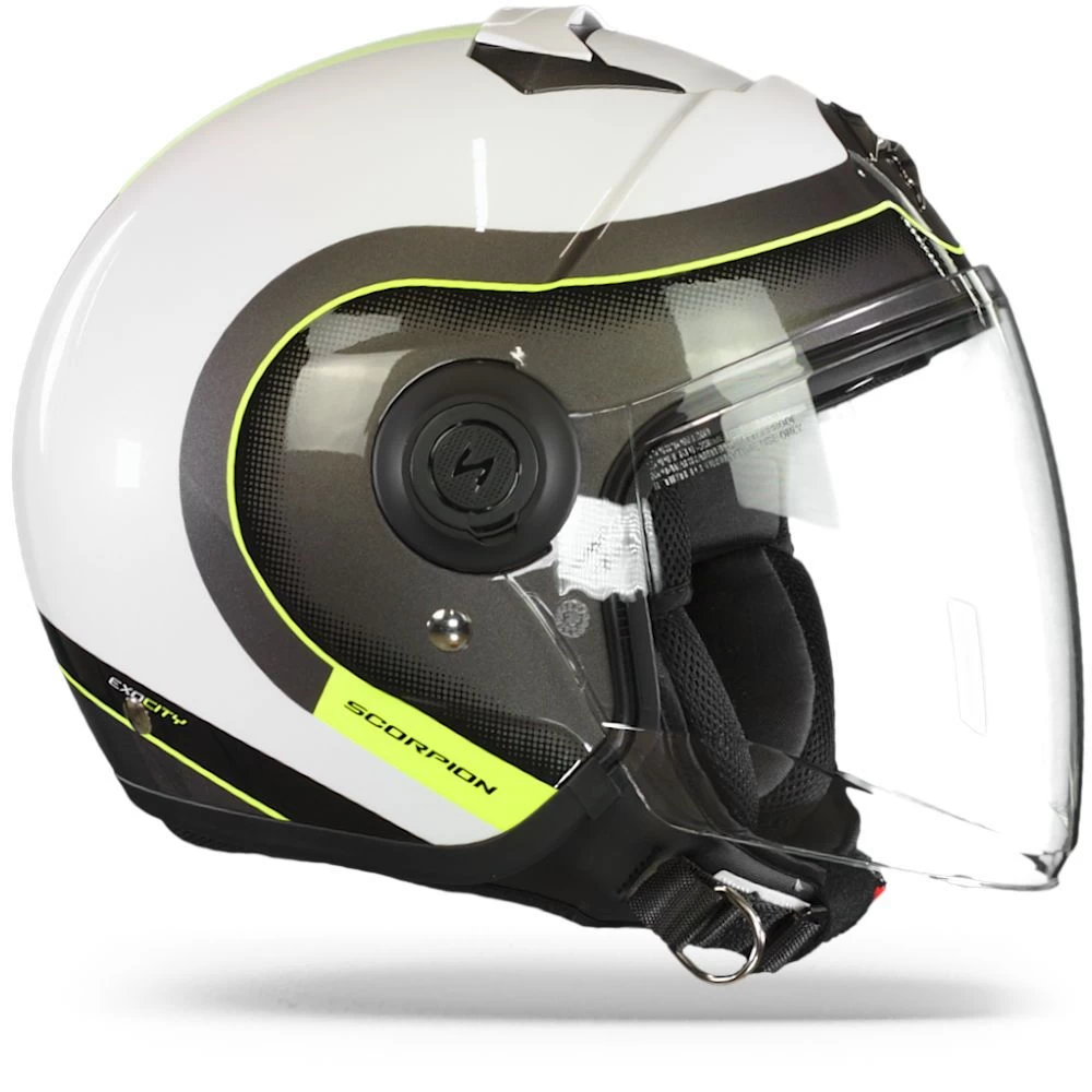 Scorpion EXO-City Roll Pearl Wit-Neon Geel Jethelm 8 Scorpion EXO-City Roll Pearl Wit-Neon Geel Jethelm - Afbeelding 6