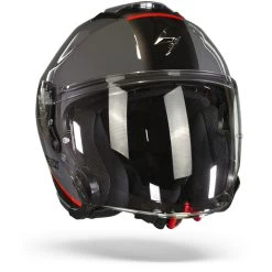 Scorpion EXO-S1 Essence Cement Grijs-Zwart-Rood Jethelm -Helm Verkoop Scorpion Exo S1 Essence Cement Grey Black Red.35