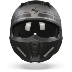 Scorpion Covert-X Tussle Mat Zilver-Zwart Jethelm -Helm Verkoop Scorpion covert x tussle matt silver black.01