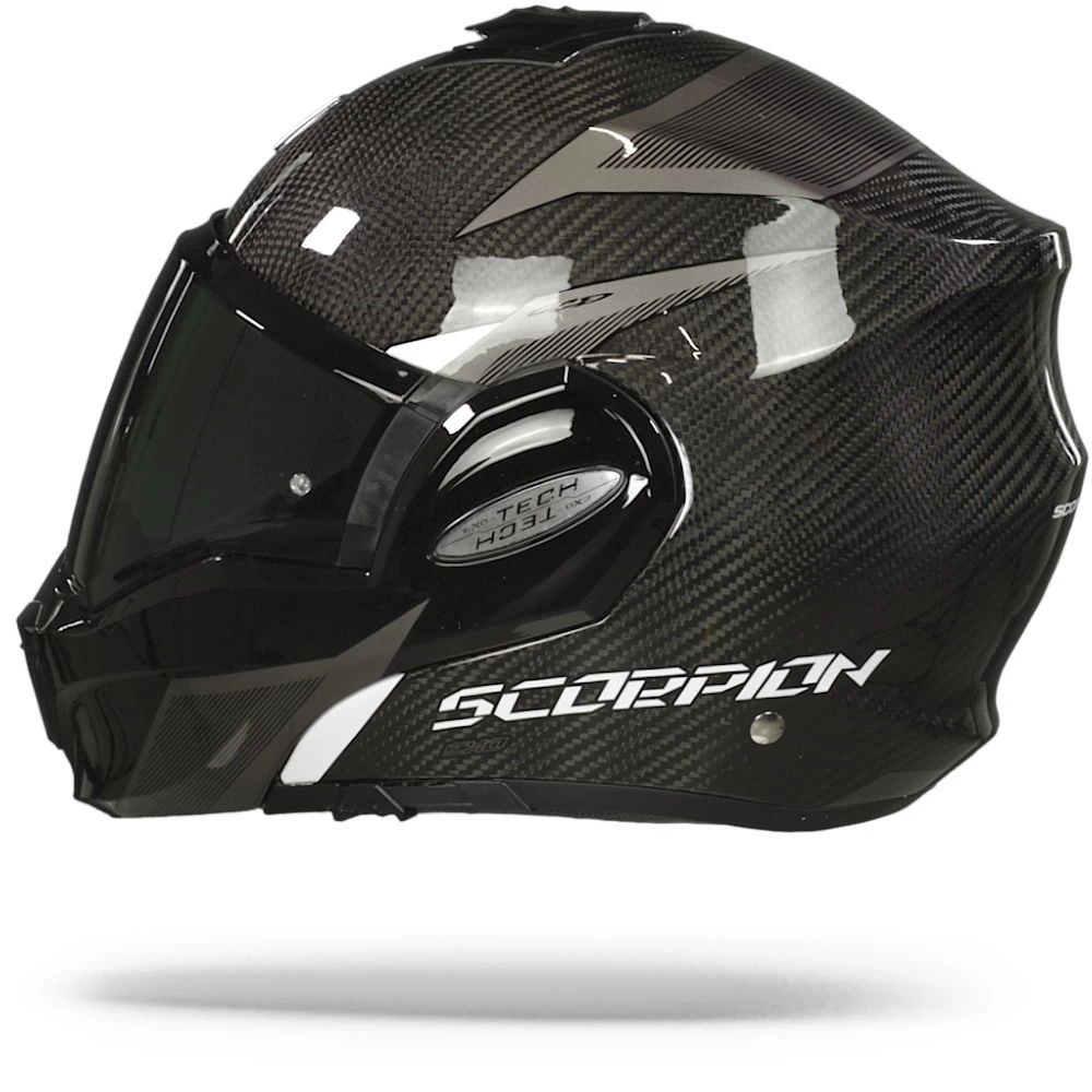 Scorpion EXO-Tech Carbon Top Zwart-Wit Systeemhelm 7 Scorpion EXO-Tech Carbon Top Zwart-Wit Systeemhelm - Afbeelding 5