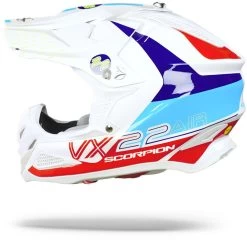 Scorpion VX-22 Air Ares Wit-Blauw-Rood Crosshelm