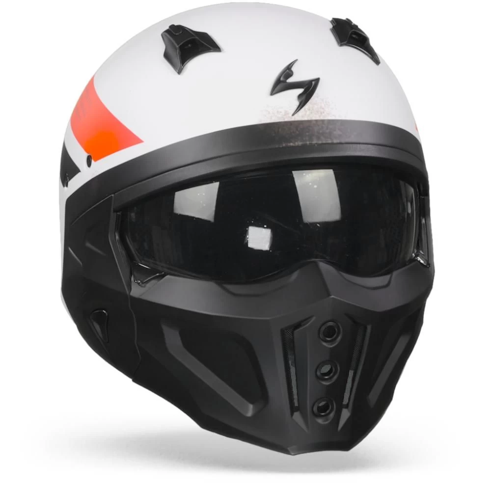 Scorpion Covert-X T-Rust Mat Wit Rood Jethelm 3 Scorpion Covert-X T-Rust Mat Wit Rood Jethelm