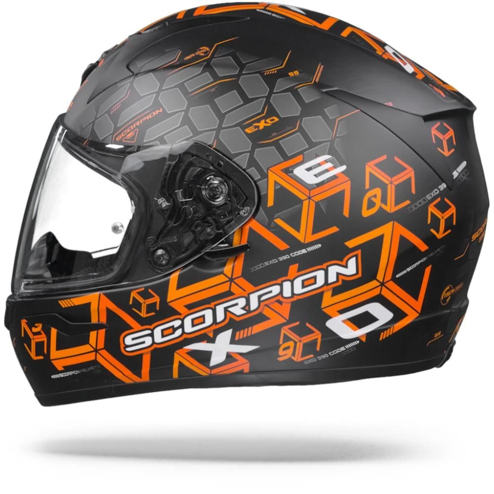 Scorpion EXO-390 Cube Matt Zwart Oranje Integraalhelm 6 Scorpion EXO-390 Cube Matt Zwart Oranje Integraalhelm - Afbeelding 4