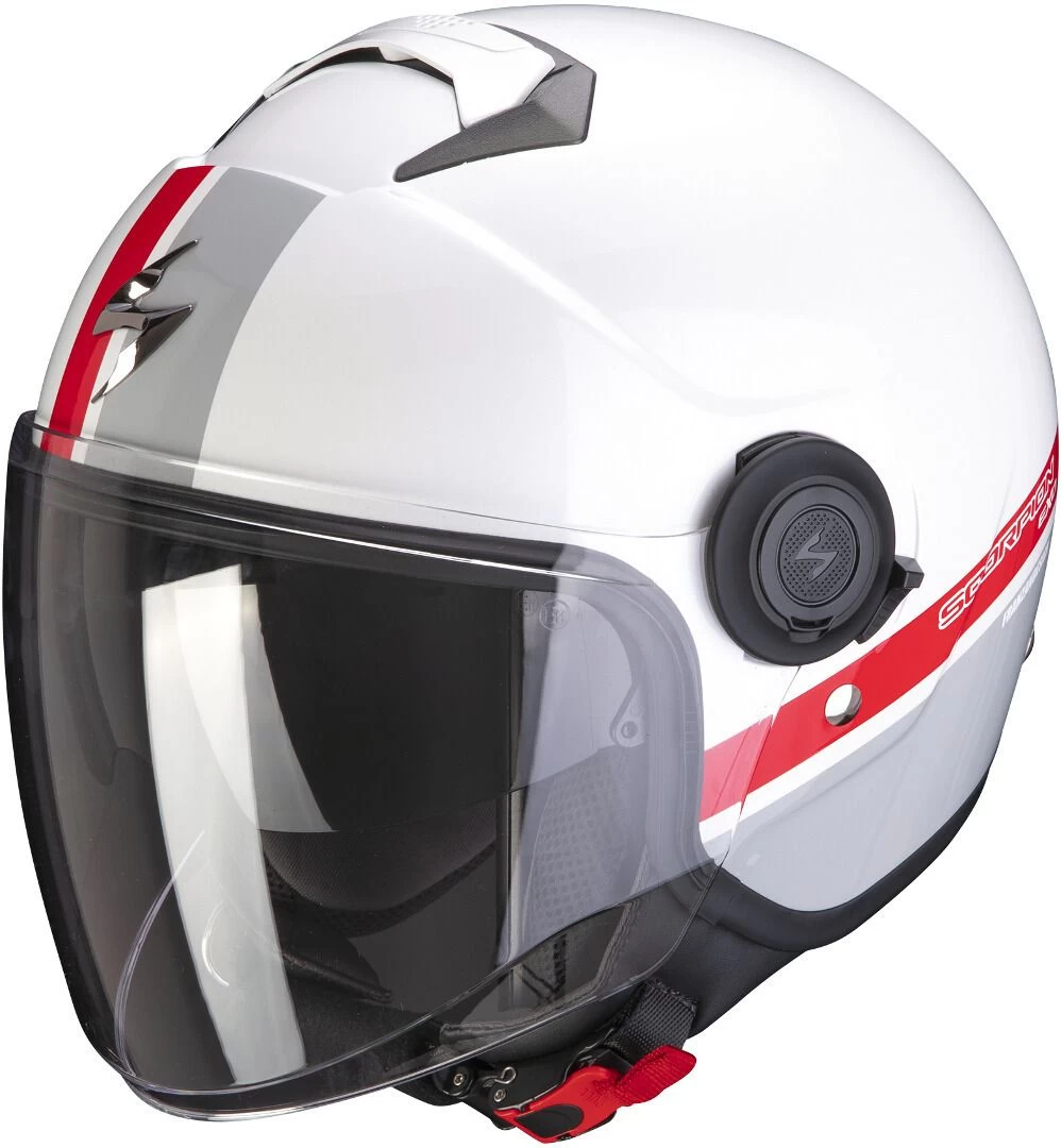 Scorpion EXO-City Strada Wit Zilver Rood Jethelm 4 Scorpion EXO-City Strada Wit Zilver Rood Jethelm - Afbeelding 2