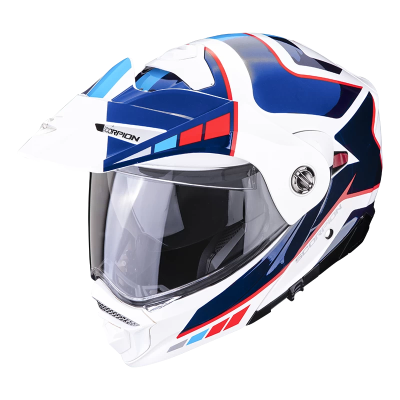 Scorpion ADX-2 Camino Pearl Wit-Blauw-Rood Adventure Helm 4 Scorpion ADX-2 Camino Pearl Wit-Blauw-Rood Adventure Helm - Afbeelding 2