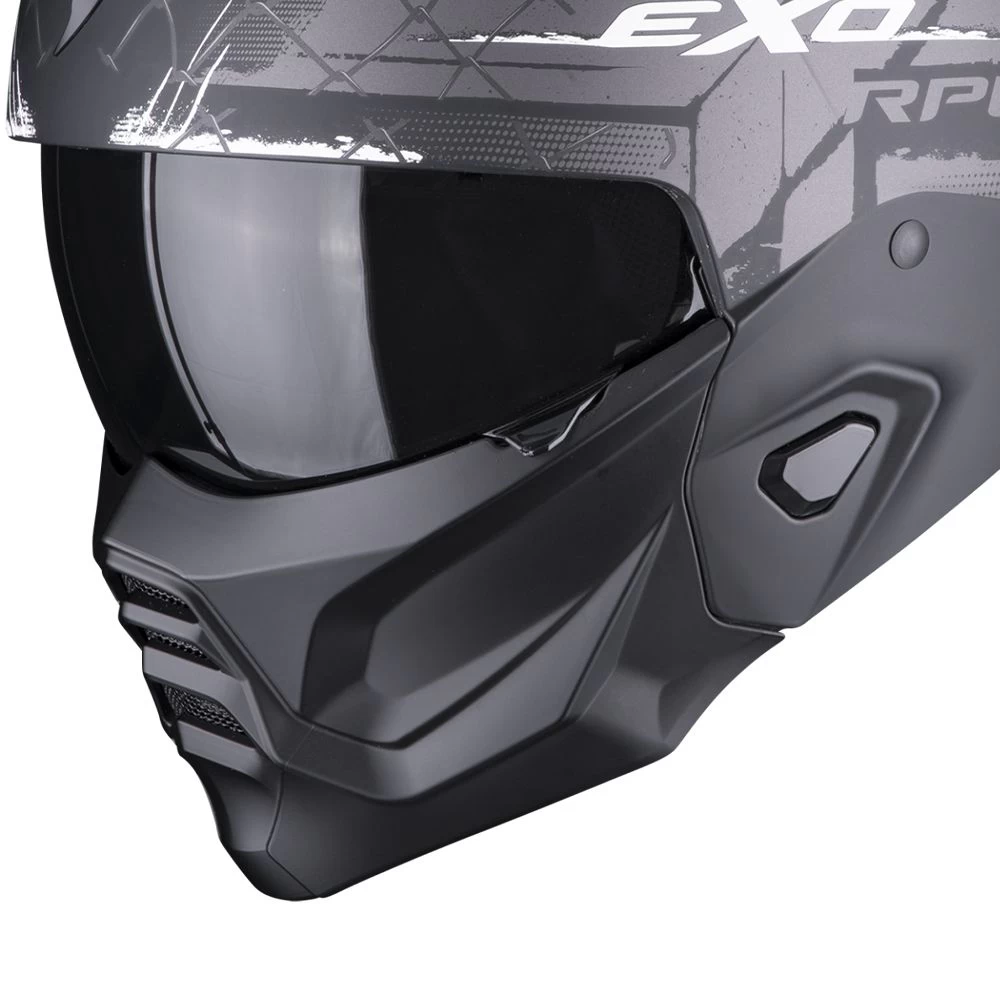 Scorpion Exo-Combat II Xenon Matt Black-White 3 Scorpion Exo-Combat II Xenon Matt Black-White