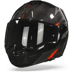 Scorpion EXO-Tech Carbon Top Zwart-Rood Systeemhelm -Helm Verkoop scorpion exo tech carbon top black red frontpage