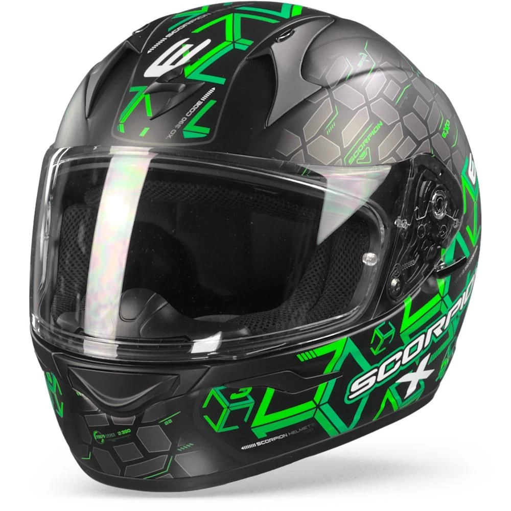 Scorpion EXO-390 Cube Matt Zwart Groen Integraalhelm 6 Scorpion EXO-390 Cube Matt Zwart Groen Integraalhelm - Afbeelding 4