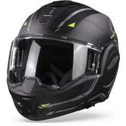 Scorpion EXO-Tech Square Mat Zwart Neon Geel Systeemhelm